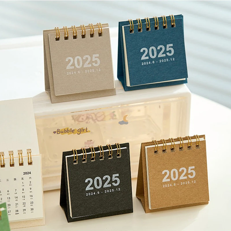 ปฏิทินตั้งโต๊ะ2025หนังสือปฏิทินแบบเกลียวขนาดเล็กน่ารักๆสำหรับทำรายการประจำวันรายเดือนรายปีการจัดการเวลาของตกแต่งโต๊ะ