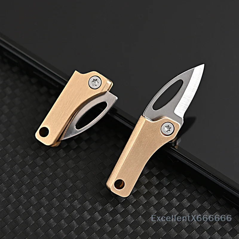 CS GO Hanging Outdoor Camping EDC Knife Brass Magnetic Attraction MINI Folding Knife Portable Unboxing Small Blade Keychain