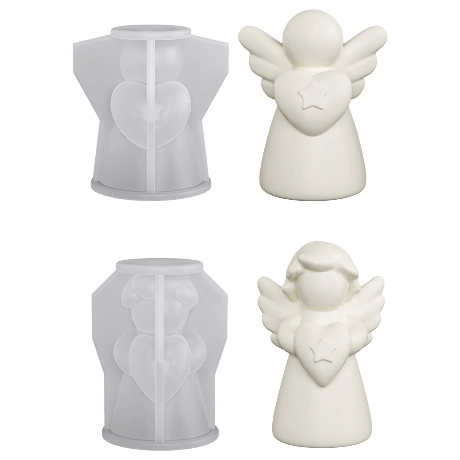 3D Wings Cute Angel Statue Decoration Gypsum Candle Silicone Mold DIY Girl Shape Aromatherapy Home Decoration Hanging Mold view 2