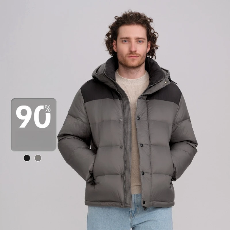 2025 New Arrival Winter Men's White Duck Down Thickened & Ultra - Warm Short - Length Hooded Down Jacket
