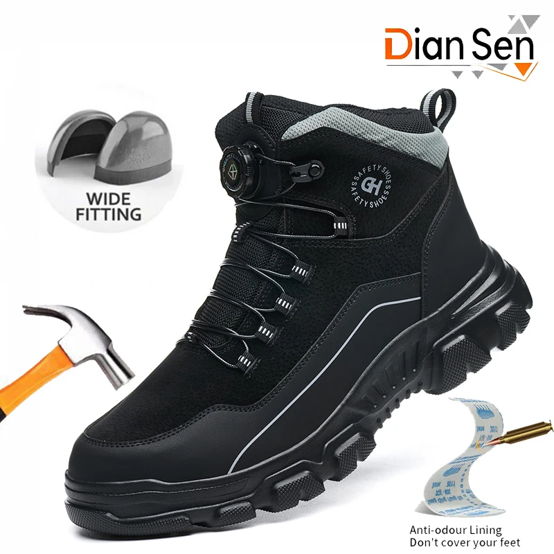防水滑り止めブーツ男性鋼つま先ワークブーツ不滅の抗スマッシュ安全靴抗熱溶接機保護靴