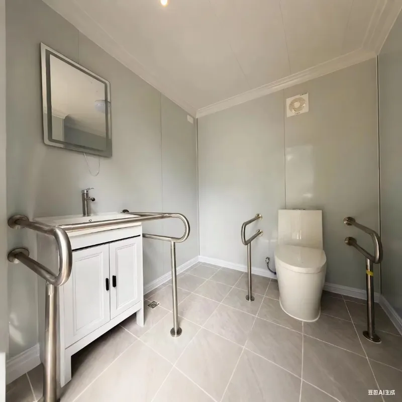 Inodoro móvil portátil de diseño moderno de 40 pies, casa de contenedor de baño prefabricada para uso público para aplicaciones en el baño