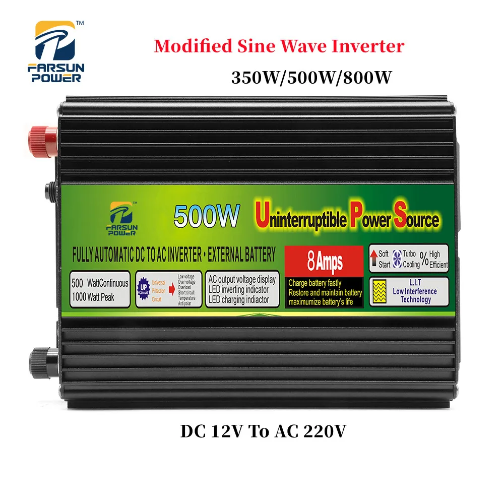 UPS Modified Sine Wave Inverter DC To AC 12V 220V Universal Socket Transformer Converter Actual 350W 500W 800W Power Inverter