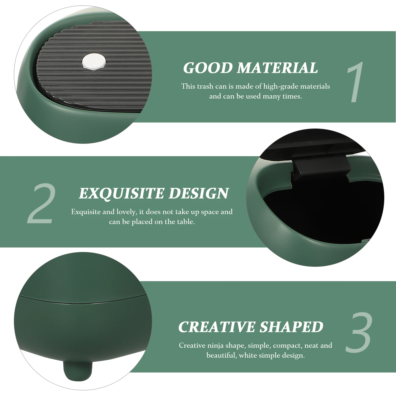 

Press Pop-Up Lid Trash Can Desktop Mini Garbage Bin Cute Countertop Rubbish Container Space-Saving Office Green Versatile
