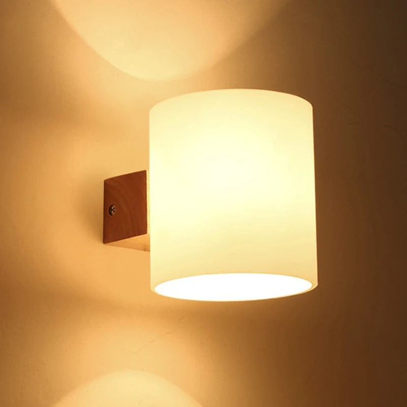 

Creative Nordic Led Wall Lamp Simple Living Room Corridor Lighting Fixtures Bedroom Japanese Style LED Wood Bedside Wall Light