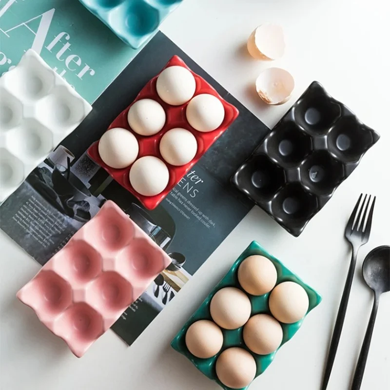 

Организация домашнего хранения, 6-сетчатый держатель для яиц, керамический противоскользящий ящик для яиц, противоударный держатель для яиц, ящик для хранения