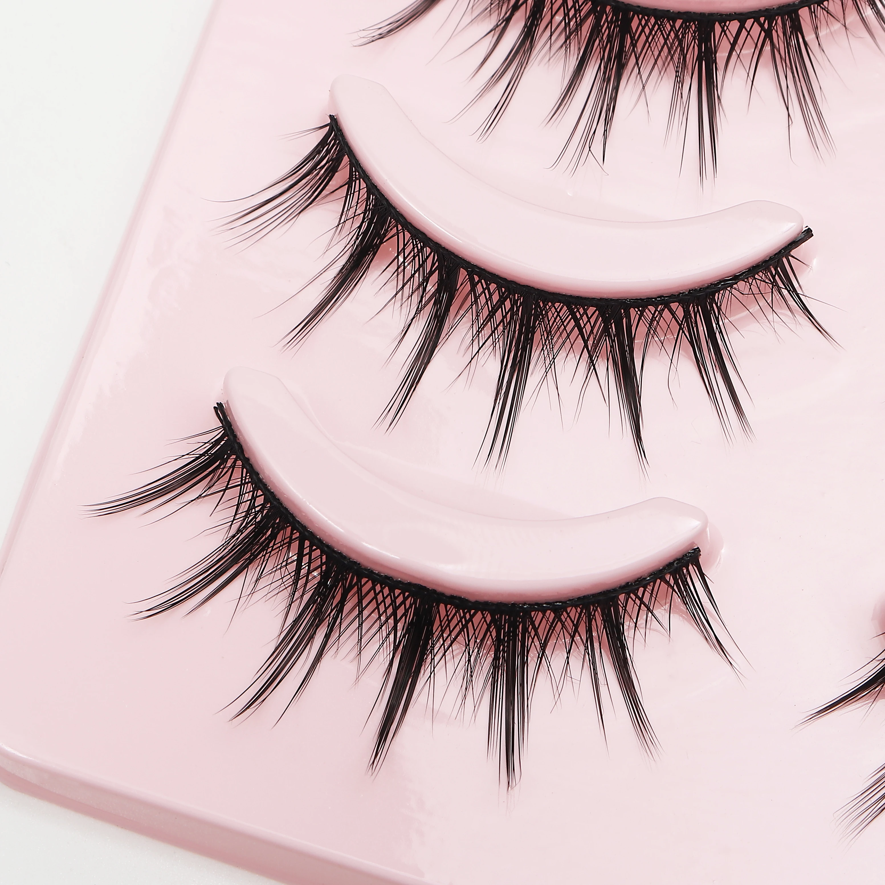 DINGSEN Gefälschte Wimpern, Anime-Wimpern, 5 Paar kleine Teufel-Wimpern, natürliches tägliches Make-up, Manga-Wimpern, transparente Band-Wimpern – Detail 7