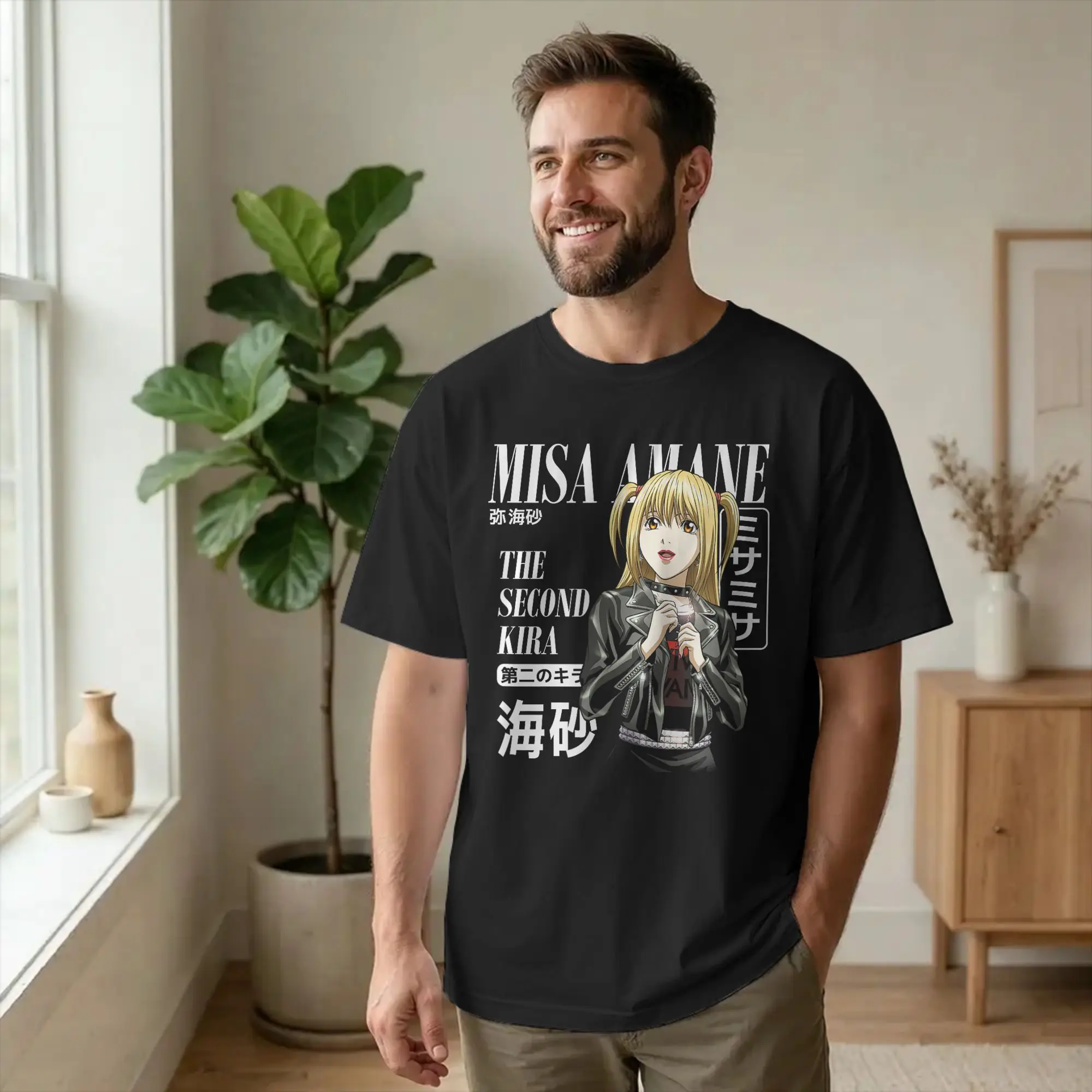 Streetwear Death Note Misa Magazine Cover Anime T-Shirt Men's Round Neck Short Sleeve Top Tee  Cotton Summer Top Tee