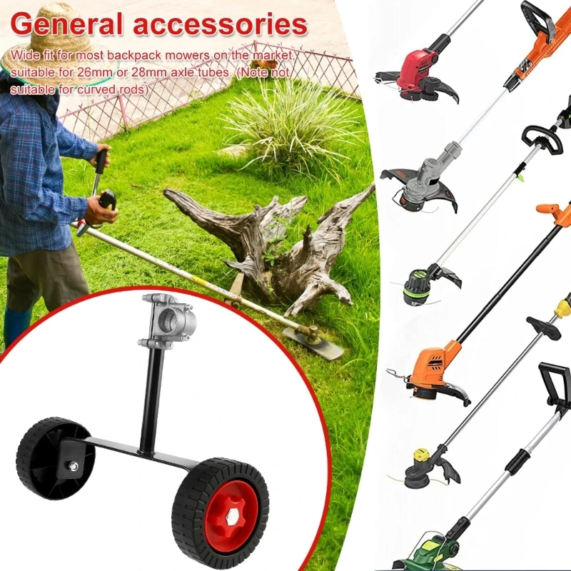 26mm-28mm Portable String Trimmer Wheel Mower Attachment for Weed Trimmer Grass Cutter Gas String Trimmer Accessories