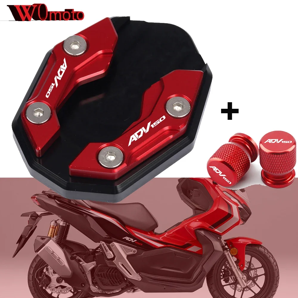 For Honda ADV150 ADV350 ADV 150 350 2020-2024 Moto Accessories Side Stand Enlarge Plate Kickstand Extension Pad&Tire Valve Caps