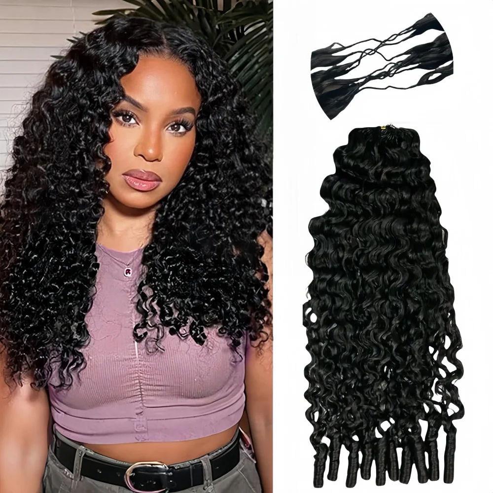 

Натуральные волосы Deep Wave для крючкового плетения, предварительно разделенные, необработанные, натурального цвета, невидимые микро-петли, бразильские волосы для крючкового плетения