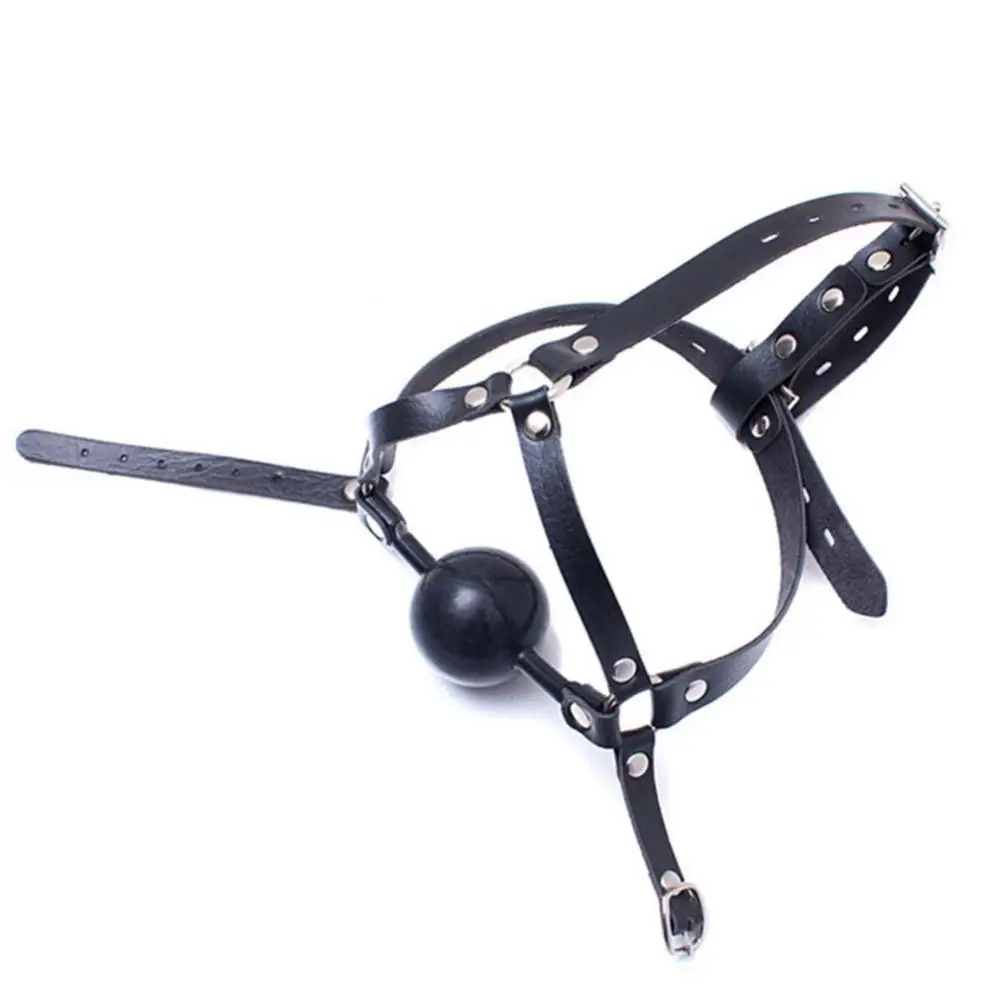 48mm Big Ball Gag Faux Leather Head Harness Mask Opened Mouth Adult Sex Toys