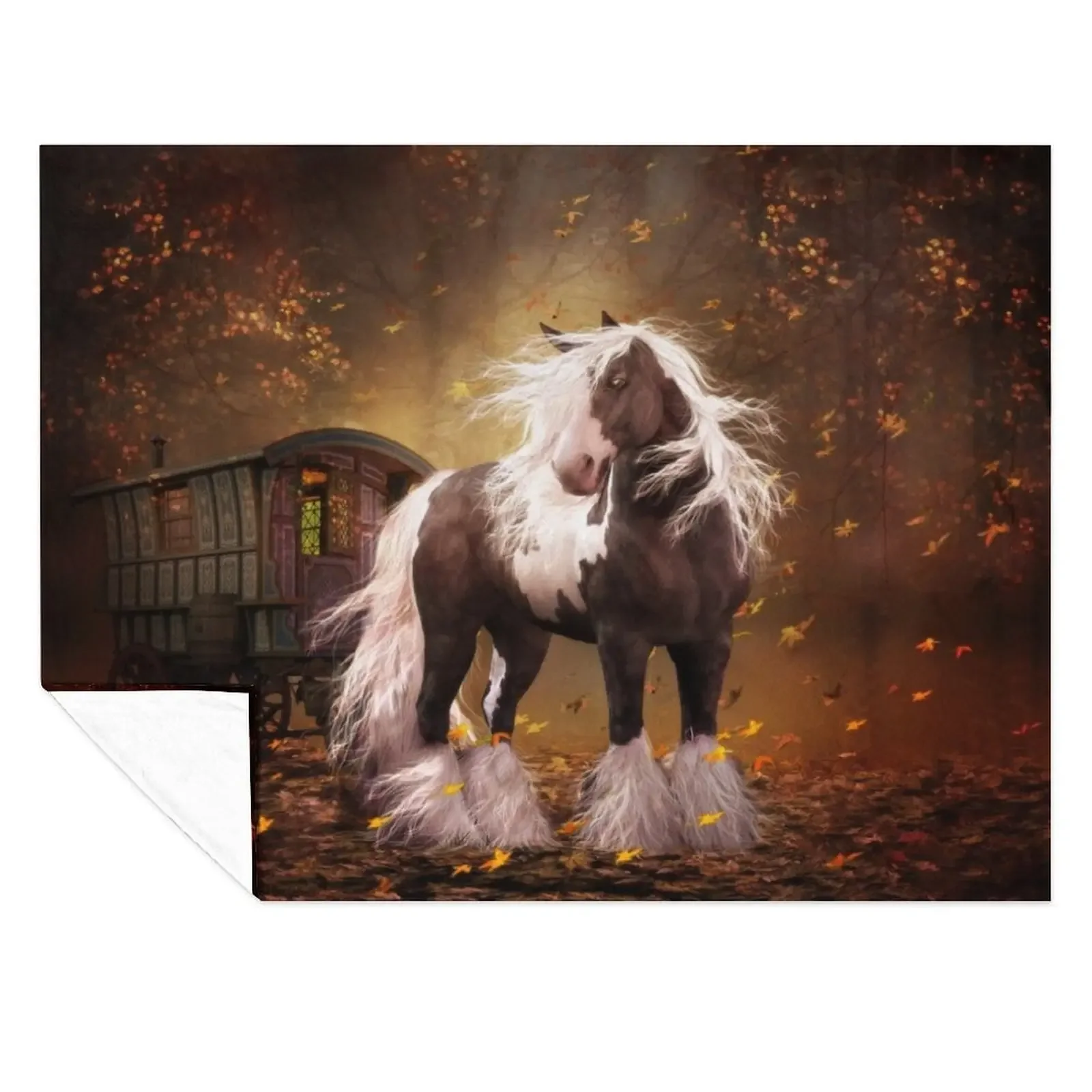 

Gypsy Gold - Gypsy Vanner horse Throw Blanket Thermals For Travel Weighted Beautifuls Soft Big Blankets