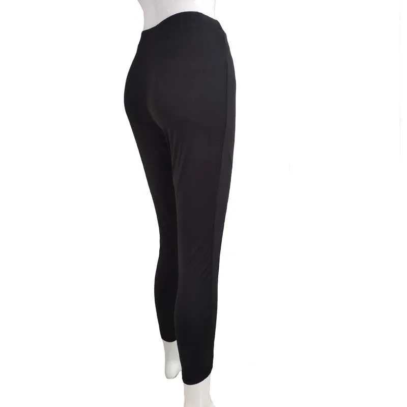 Frauen Schwarz Leggings Sexy Umreifung Strang Leer Seil Slim Fit Außen Tragen Hosen Mit Löcher Vorderes Lila Rot Große Größe vier – Detail 5