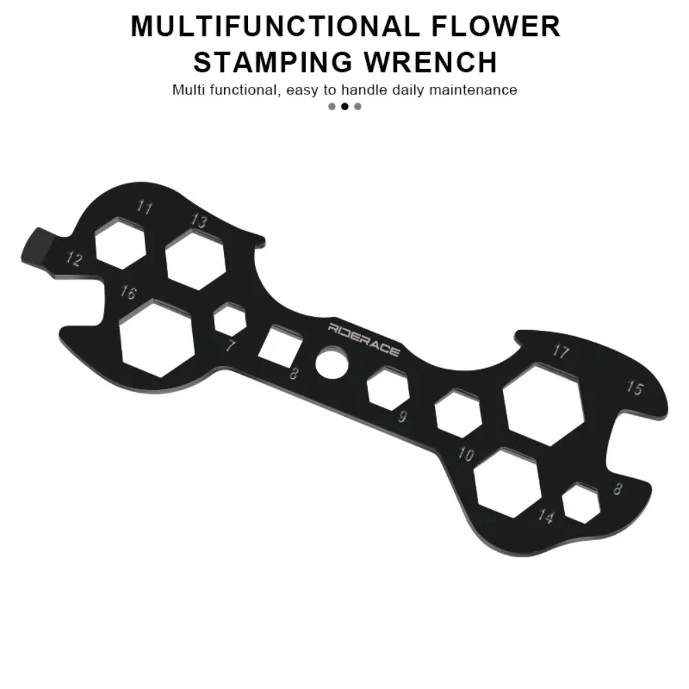 14-in-1-Fahrrad-Schraubenschlüssel-Set, 8-17-mm-Sechskant-Mehrlöcher-Flachschlüssel, Multifunktionswerkzeug aus hochlegiertem Stahl