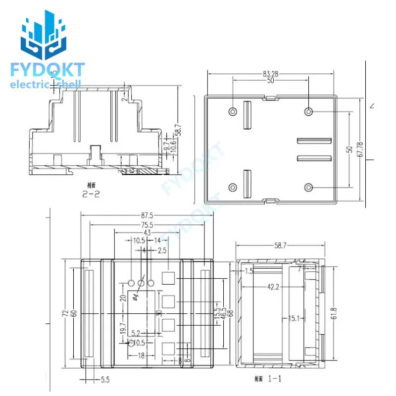 1PCS Brand new DIN 35-Rail PLC Electrical Enclosure Isolation Module Shell 4-02-7: 88X72X59MM ABS Plastic Junction Box