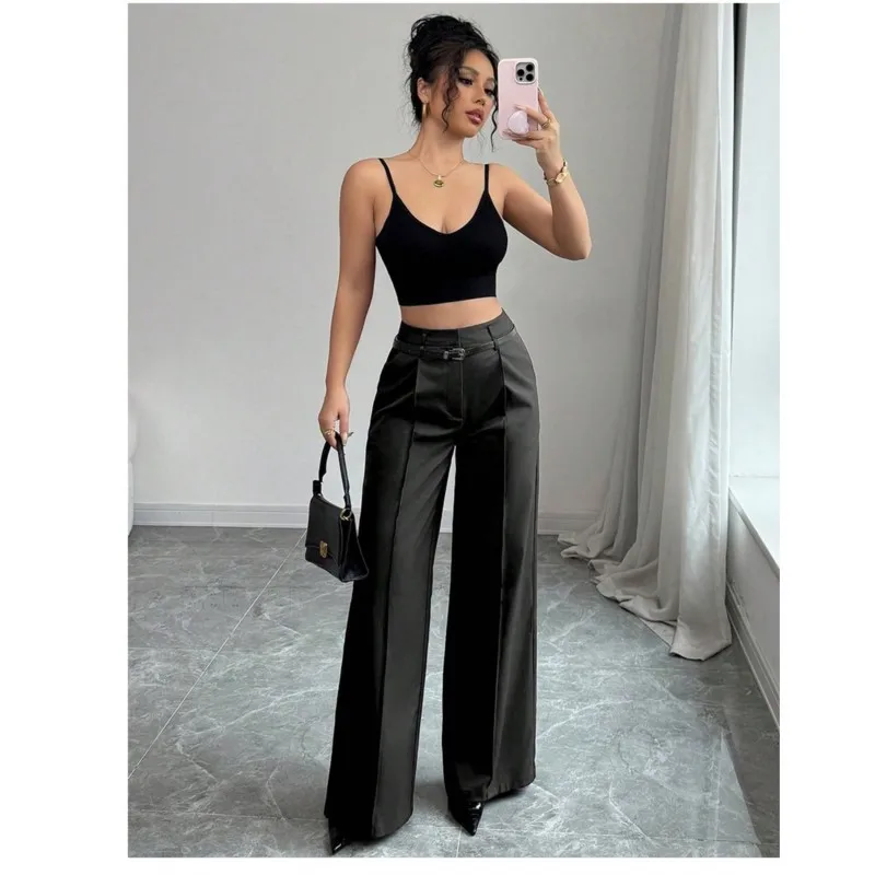 

Женские брюки летние корейские, удобные, для отдыха и офиса, однотонные, свободного кроя, широкие, полной длины.