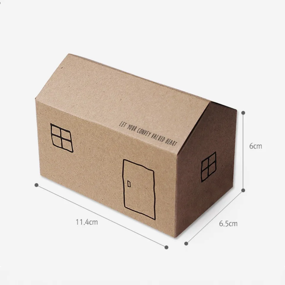 10/30/50 stücke Süßigkeiten Papier Box Kraft Papier Kleine Haus Geformte Box Keks Dessert Bull Candy Box Festival party Geschenk Verpackung Box – Detail 4