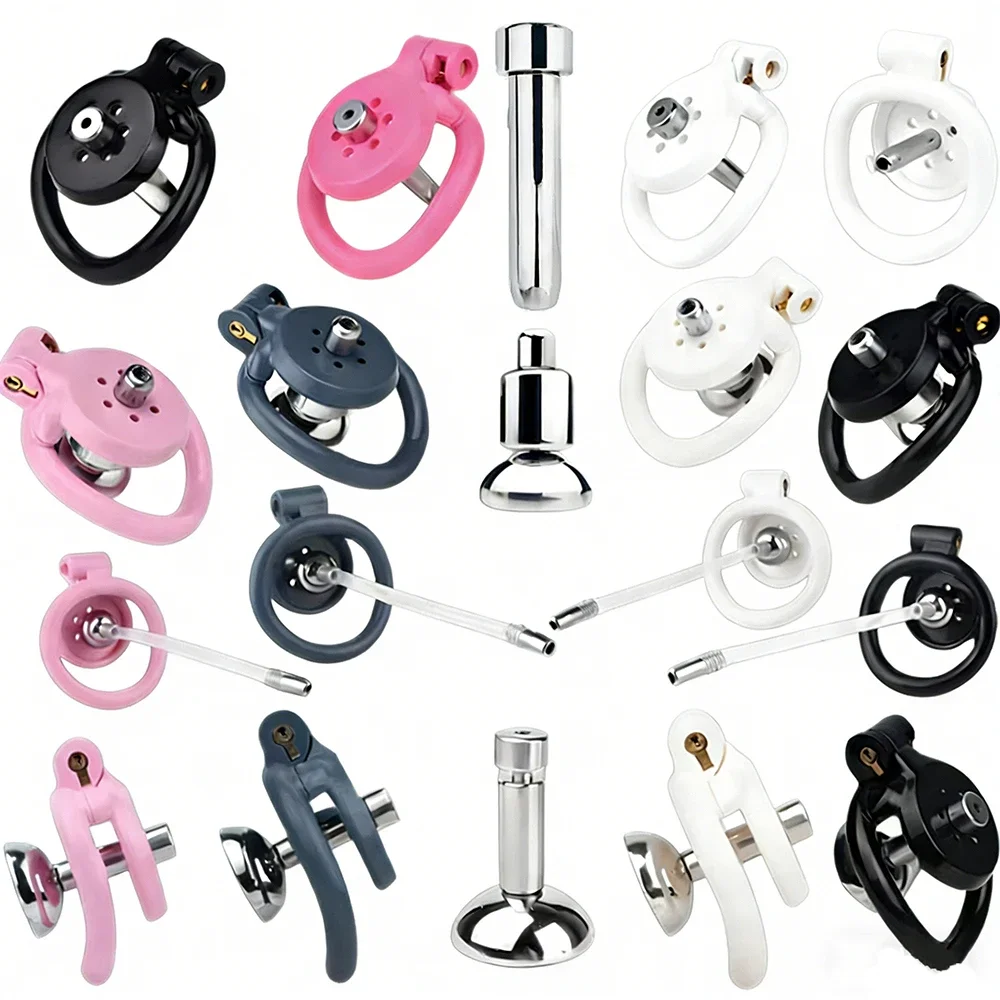 Flat Inverted ABS Sissy Male Chastity Cage Set 4 Size Arc Penis Ring Cock Lock CBT Cage Sex Toys Men 3216 B C