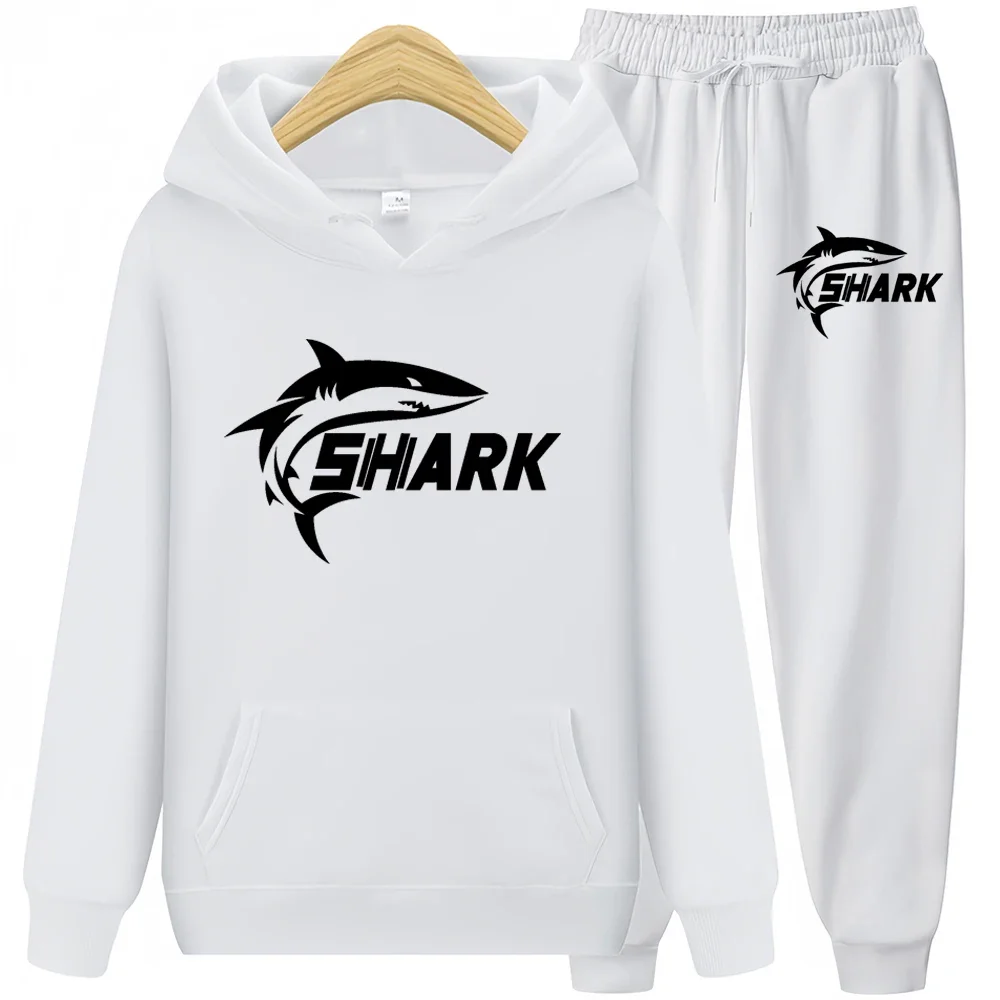 

New Men's Clothing Sweatshirt Suit Autumn Winter Shark Suits Hooded Sweater Pants Tracksuit Pullover Two Piece Sets