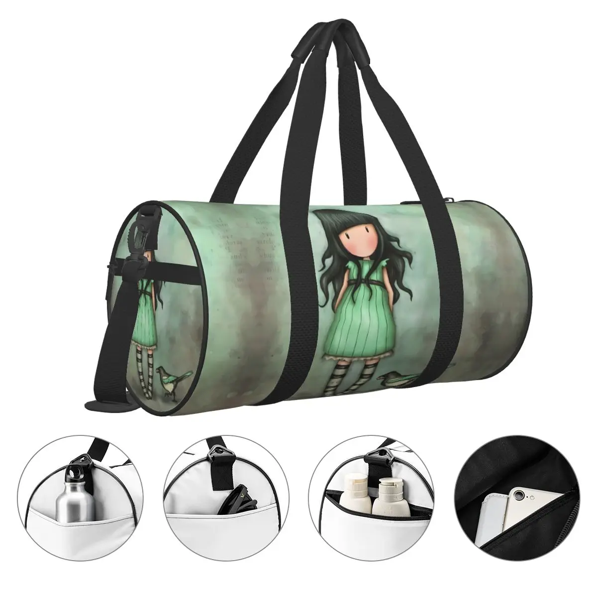 Anime S-Santoros G-Gorjuss Sports Bags Cute Girl Travel Training Gym Bag with Shoes Fun Handbags Men Women Portable Fitness Bag