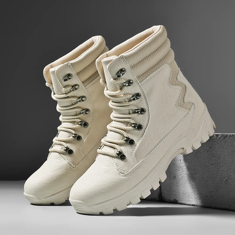 

Men Boots Women Ankle Boots Running Sports Warm Plush Shoes Sneakers Flats Lace Up Short Botas Mujer Couple Height Increasing