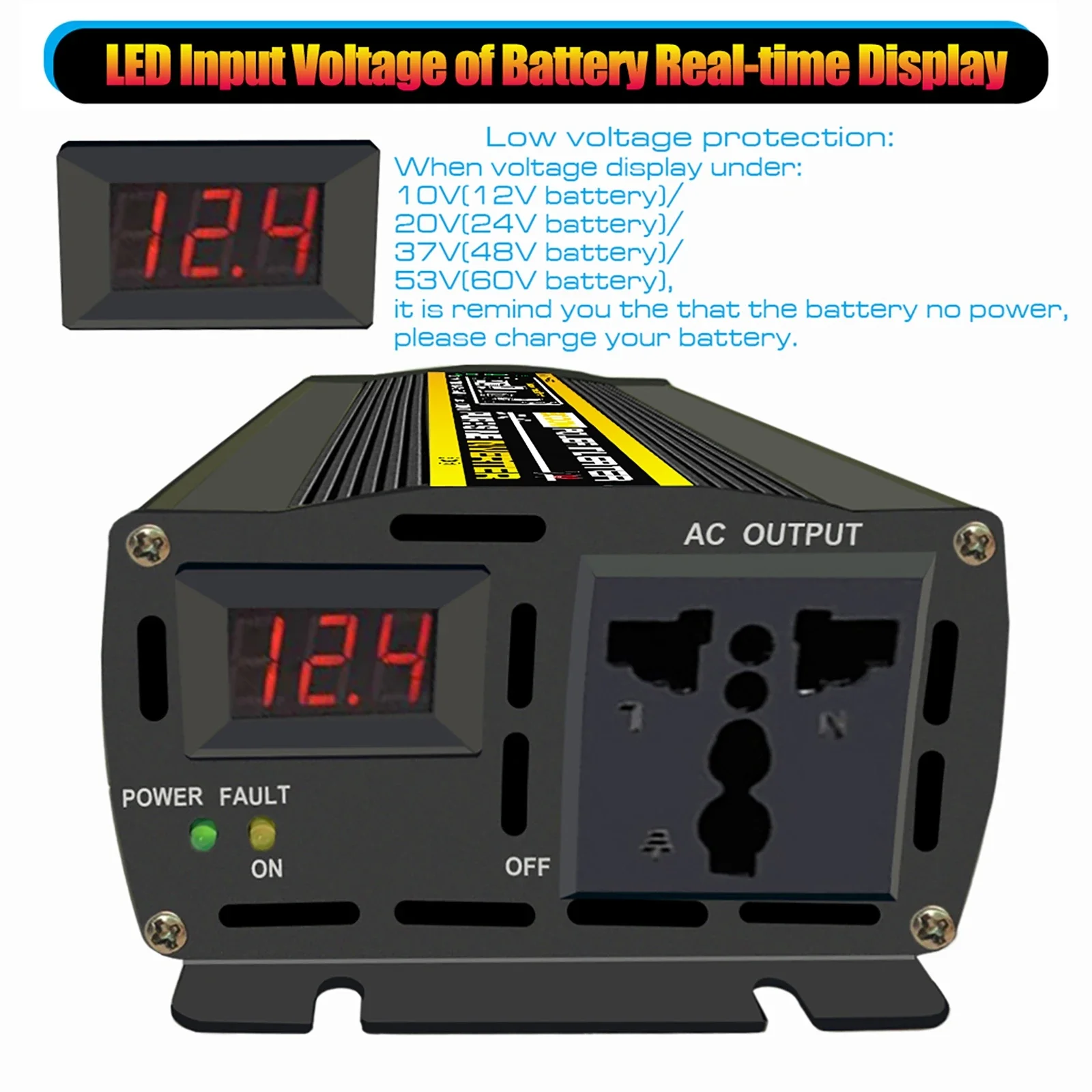 Imagem -06 - Inversor de Potência de Onda Senoidal Pura Transformador de Tensão do Inversor Solar do Carro Dc12 24 48 60v para ac 220v Conversor de Soquete Inversor 12000w