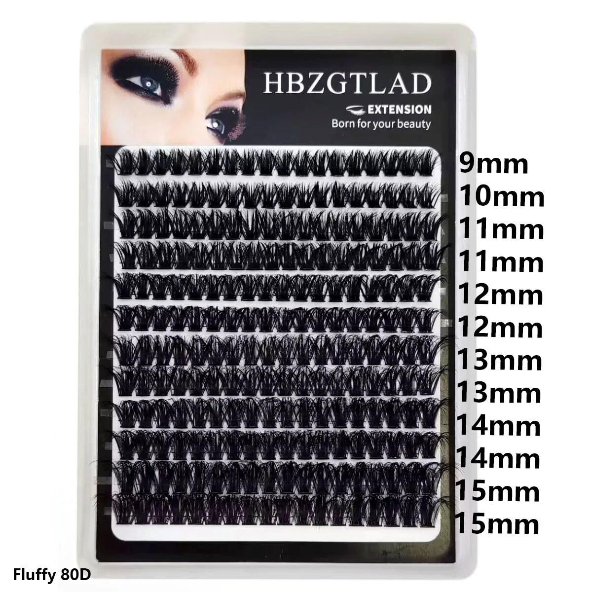 HBZGTLAD Neu 12 Reihen 60-200DMix 8D Flauschige Einzelwimpern-Cluster-Extensions für DIY-Wimpernverlängerung zu Hause, Cluster-Make-up-Wimpern – Detail 12