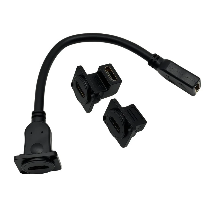 D-shaped round hole module HDMI direct plug-in motherboard and high-definition video dual-connection bend head network module