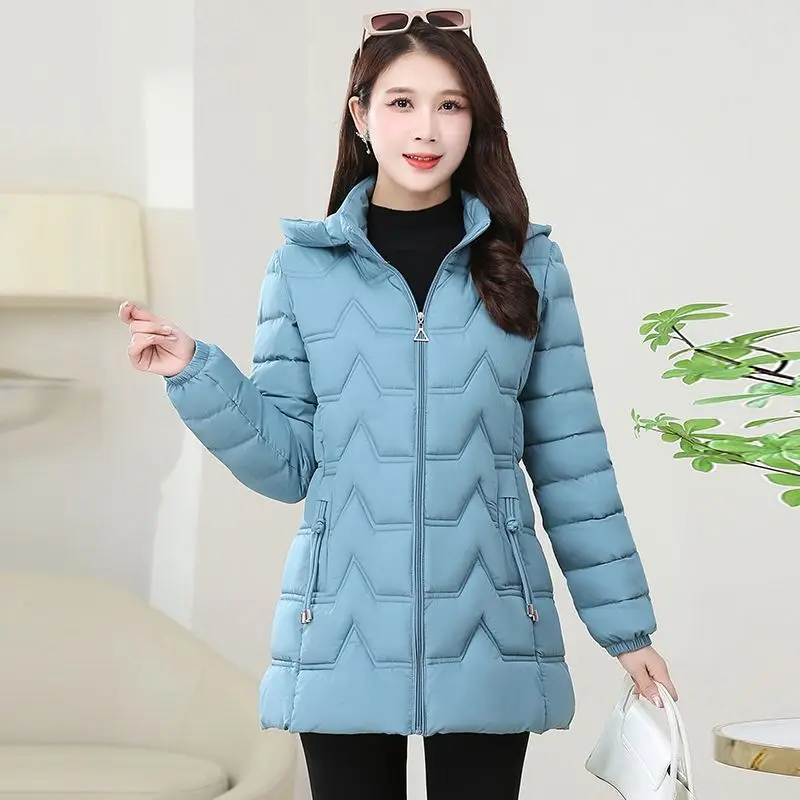 2025 Winter New Jacket Women Long Thicken Down Coat With A Hood Straight Elegant Outerwear Korean Fashion Puffer Parkas Clothes