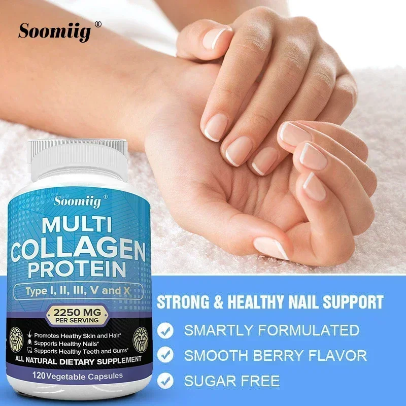 Collagen 2250mg Hydrolyzed Collagen Type 5 Healthy Formula Dietary Supplement Hair Skin Nails Teeth Overall Health Gluten Free