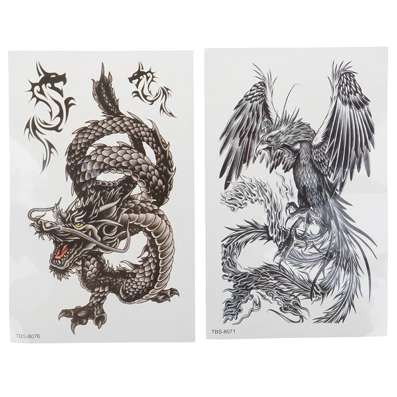 1 Sheet Waterproof Temporary StickerTattoo Dragon Phoenix Body Arm Leg Art Sticker Cool
