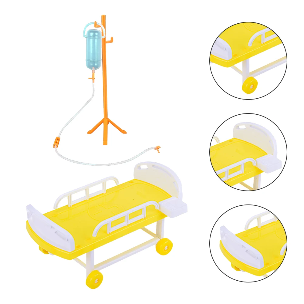Simulierte medizinische Bett Mini Krankenhaus Spielzeug spielen Haus Spiel zubehör und Infusion flasche Szene Dekor Arzt Simulation Kits