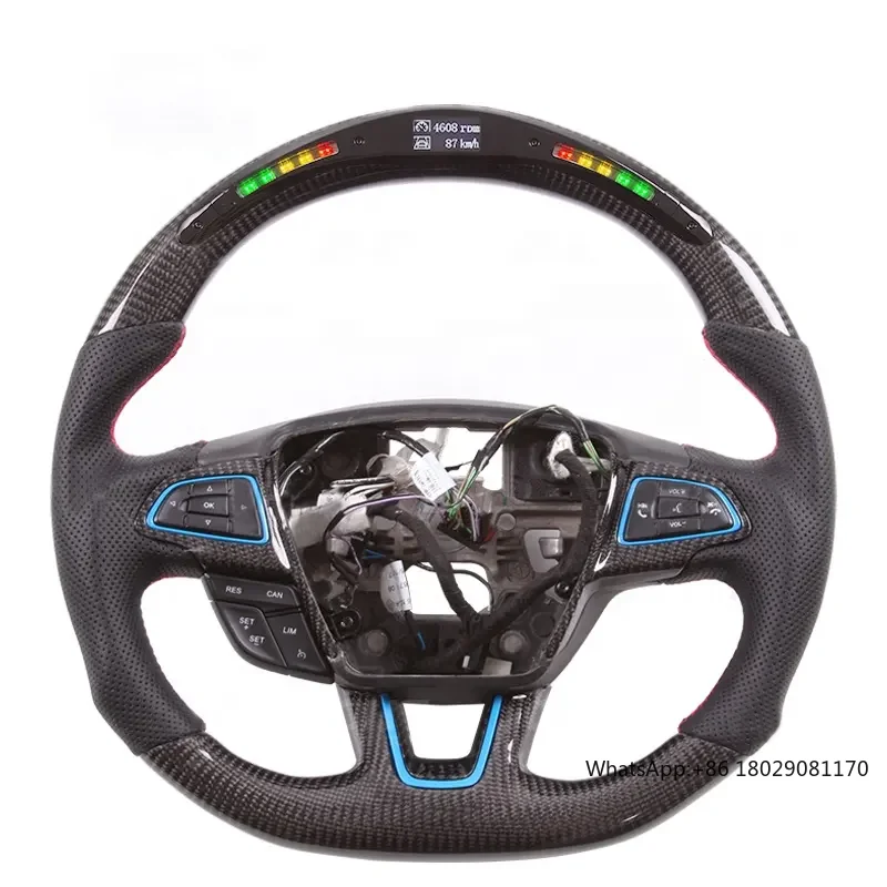 LED Racing RPM Real Carbon Fiber Steering Wheel For Ford Mondeo Fusion Edge 2013-2020 Carbon Fiber Steering Wheel