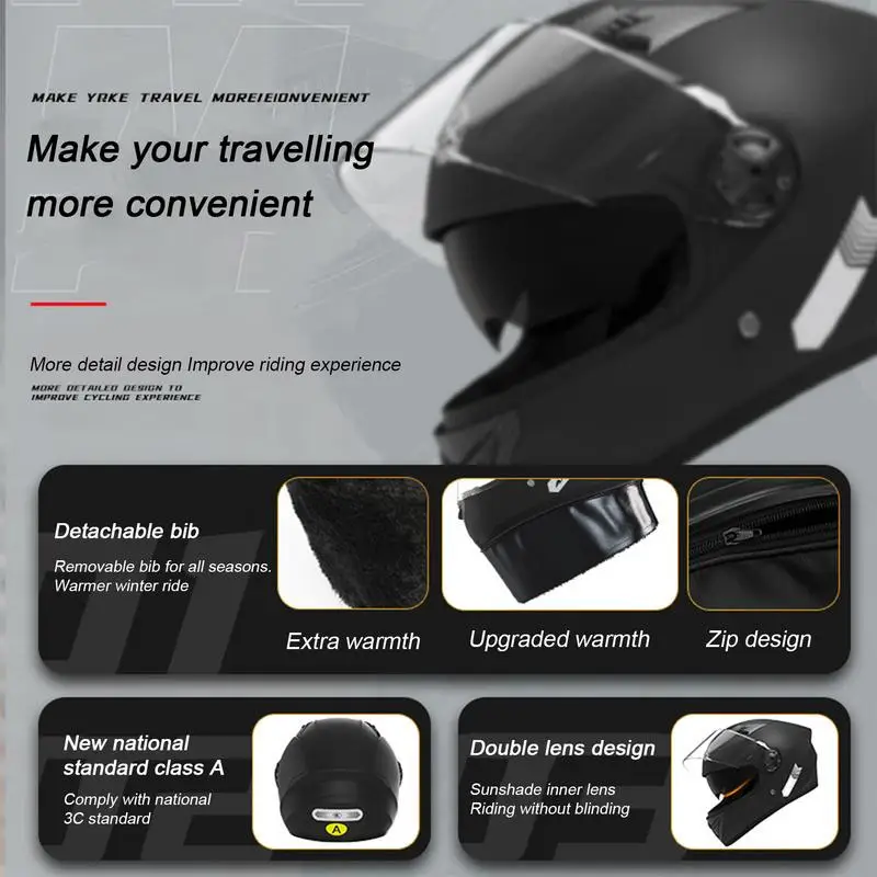 Motorcycle Helmets Street Bike Helmets Full Face Helmets Breathable Protective Motorbike Helmets with Neck Scarf for Scooter