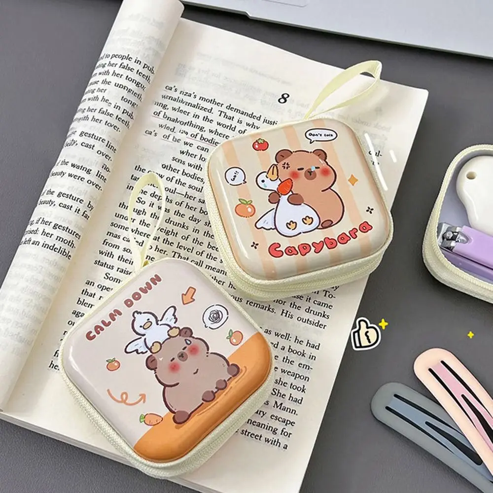 محفظة عملات معدنية كابيبارا برسوم كرتونية ، صندوق تخزين صغير مقاوم للماء ، حقيبة مفاتيح محمولة ، جديدة