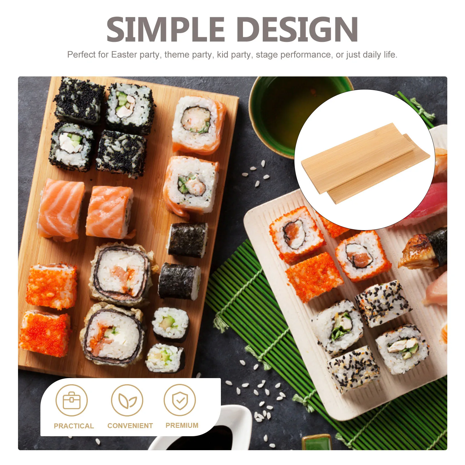 

2 Pcs Sushi Tray Serving Plates Sashimi Board Luxury Trays Japanese Style Bamboo