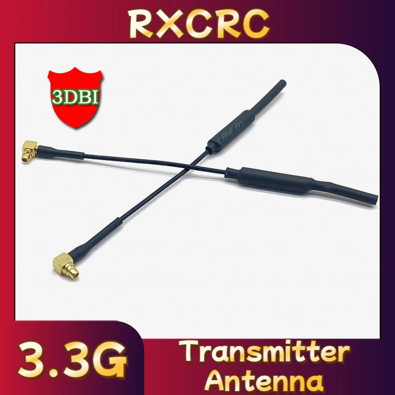 

RXCRC 3.3G FPV transmitter receiver antenna 3DBi High Gain MMCX L interface Transmitter Antenna use for RC FPV Drone Model Parts