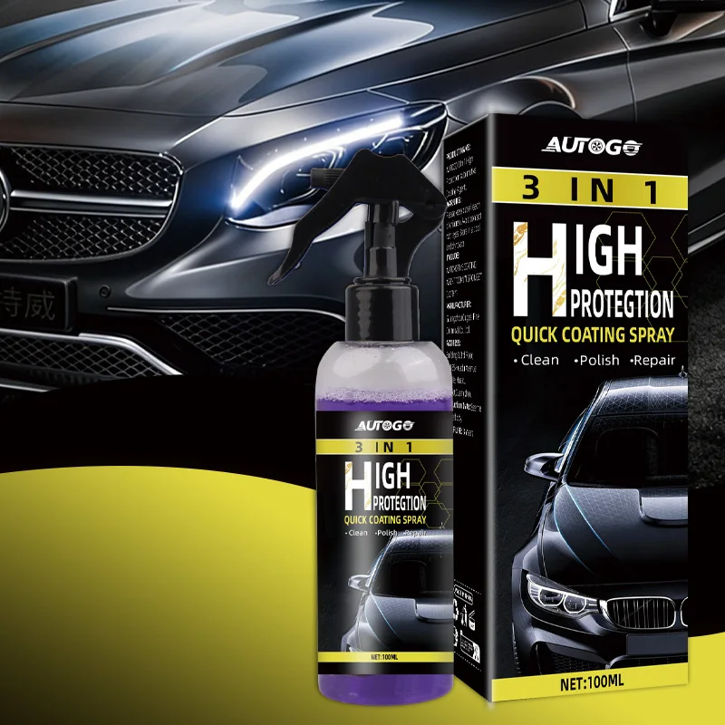 3 In 1 Quick Coating Spray 100ml Car Paint Clean Polish Repair Water Repellent Hydrophobic Coating Agent for Auto Surface Care