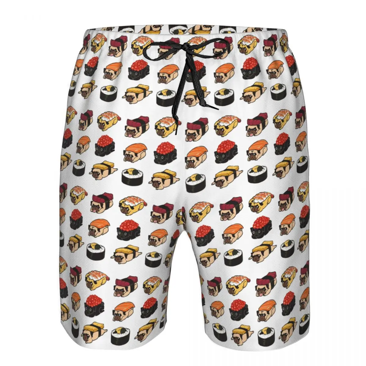 Sushi Pug Trunks Beach Board Shorts Casual Quick Dry Swim Summer Men Pants