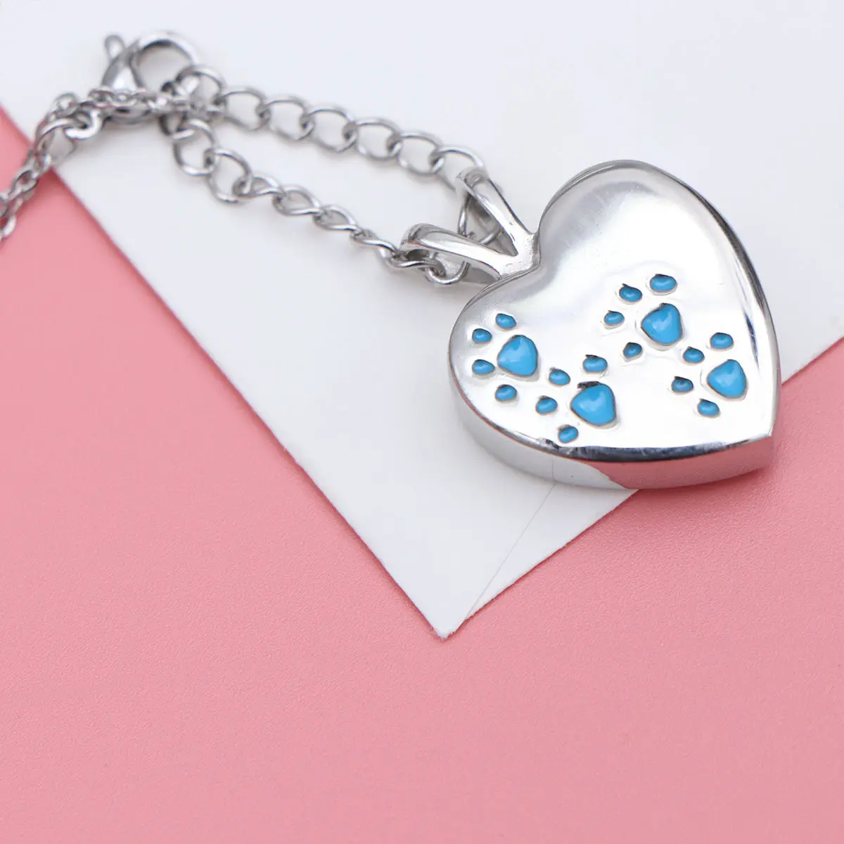 

Pet Cinerary Urn Necklace Dog Claw Print Pendant Fine Craftsmanship For Women Ladies Fashion Jewelry Gift Silver