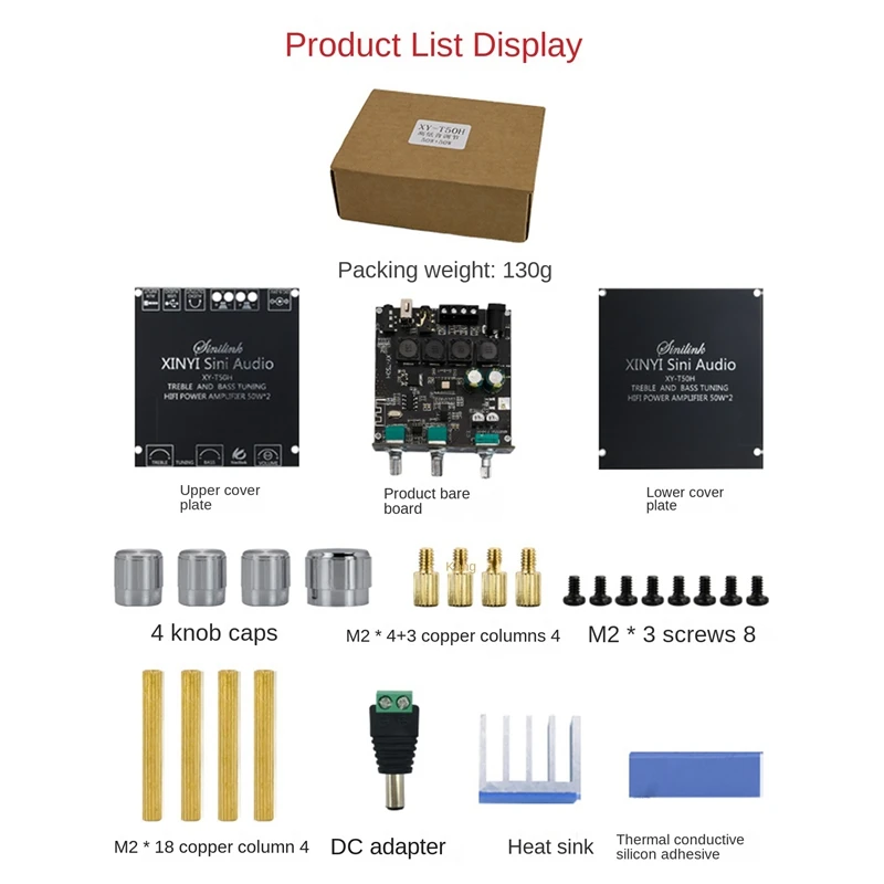 XY-T50H Digital Power Amplifier Board TPA3116D2 50W+50W High-Bass Adjustable Stereo Digital Amplifier Board Audio Module