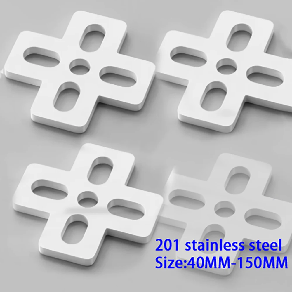 2Pcs 201Stainless Steel Corner Code 40-150MM White Cross-Shaped  Furniture Fixator 90 Degree Bracket Bed Frame Cabinet Connector