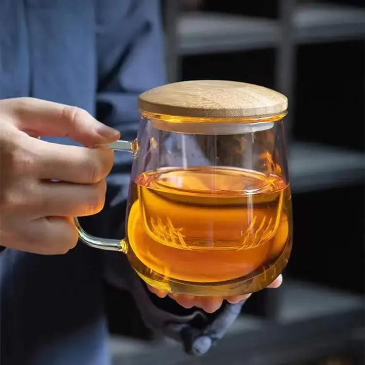 Premium Glass Teapot with Bamboo Lid   Infuser   Separation  Filter  Cup