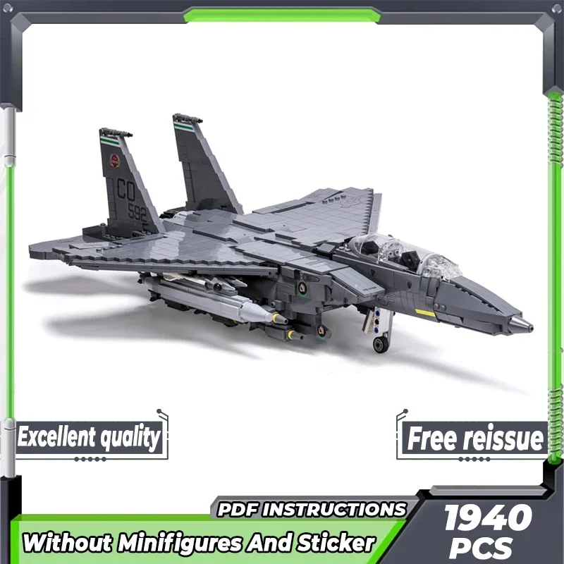 Military Aircraft Model Moc Building Bricks F-15E Strike Eagle Fighter Technology Blocks Gifts Christmas Toys DIY Sets Assembly