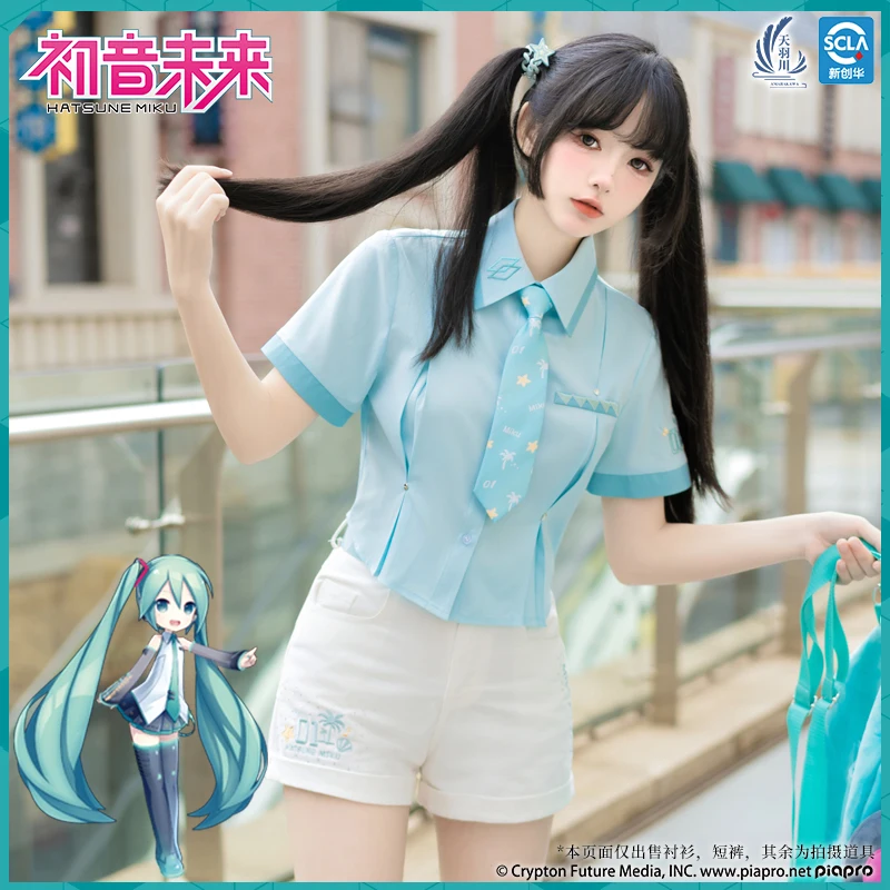 Hatsune Miku Blouse for Women Short Pants Shirt Summer Tops Cosplay Tee Beach Party Costume Fashion Clothing Original