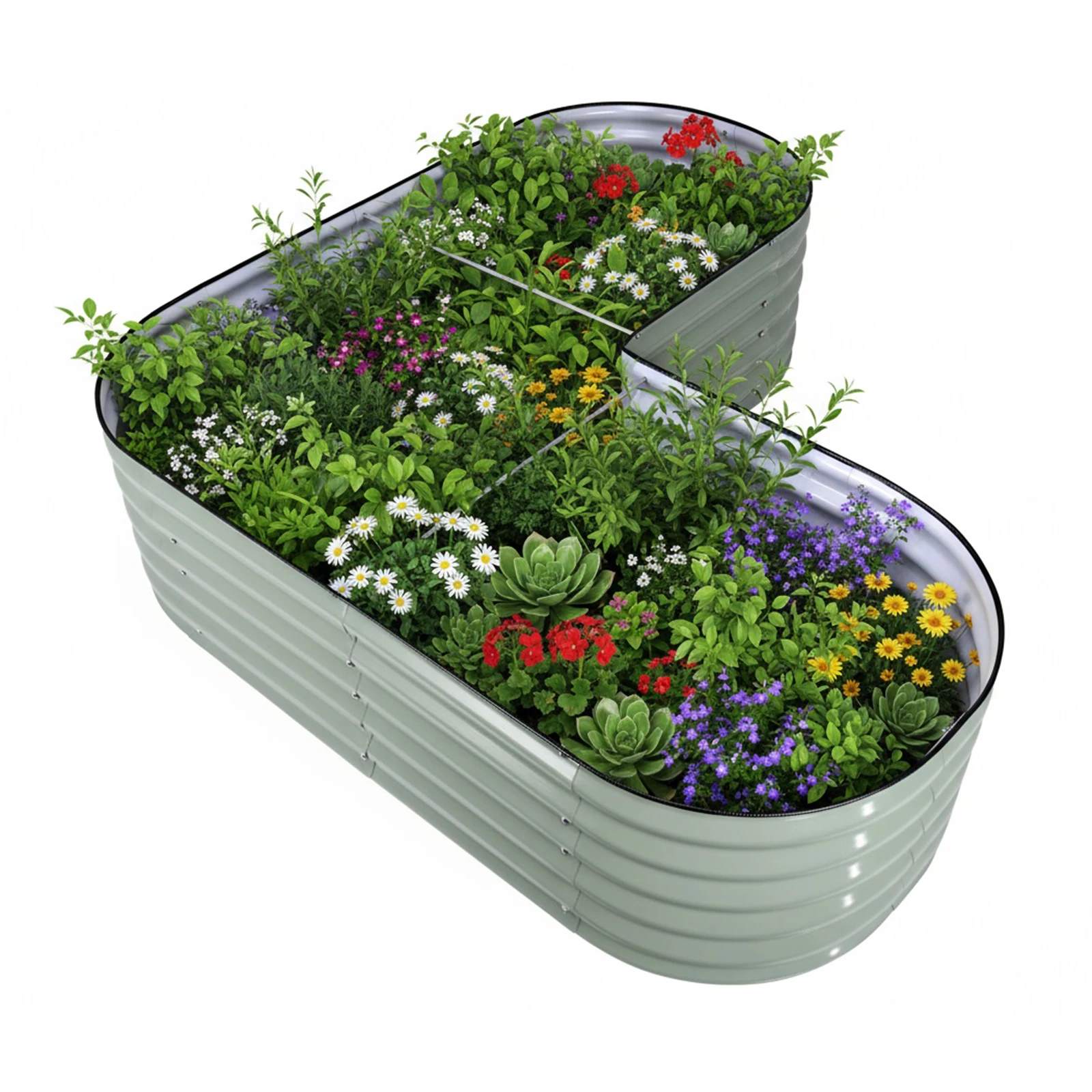 

84x66x17 Inch U-Shaped Metal Raised Planter Bed Large Metal Planter Box for Flowers Plants and Vegetables