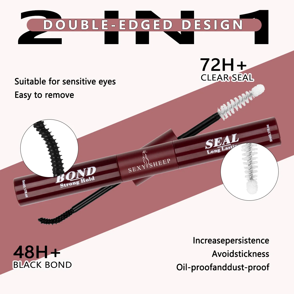Wimpernkleber und Versiegelung 2 in 1, wasserfest, für Wimpernbündel, superstark, langanhaltend, für DIY zu Hause. – Detail 2