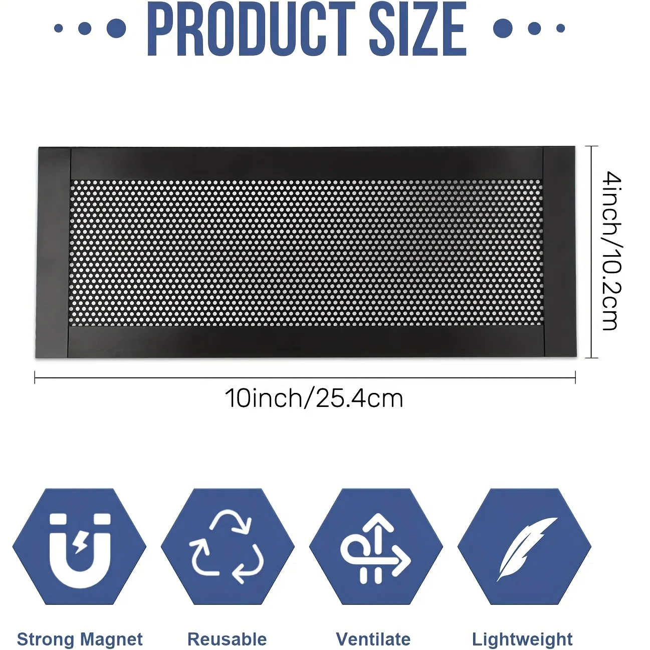 4 Uds cubiertas de ventilación magnéticas filtro de ventilación de aire de malla para atrapar desechos polvo del pelo rectángulo de 10x4 pulgadas