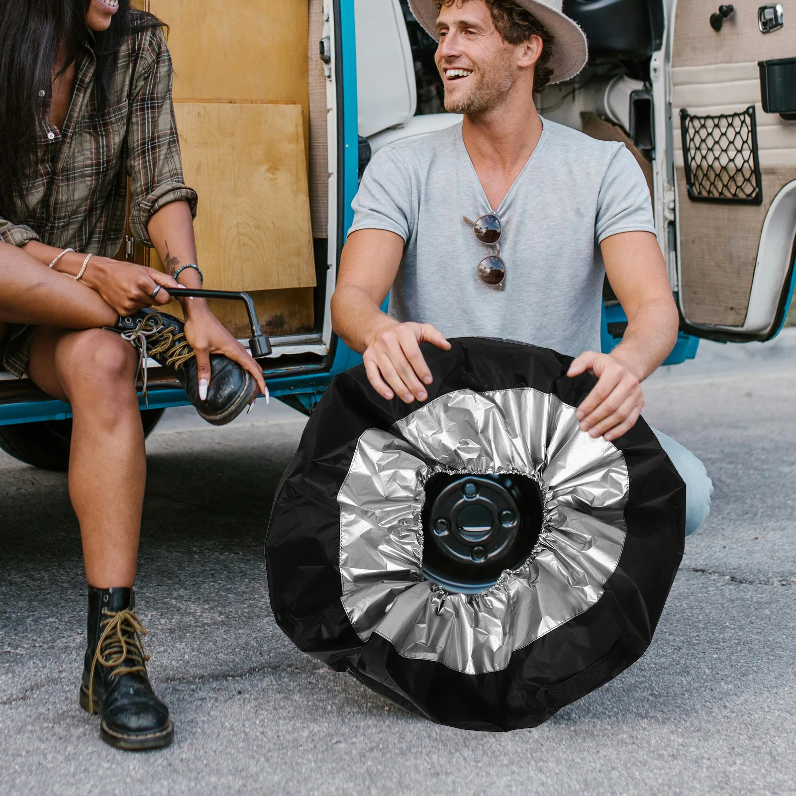 

Polyester Trailer Wheel Cover Universal Outdoor Waterproof Spare Tire Storage Bag Protector for Car Rv Truck Camper